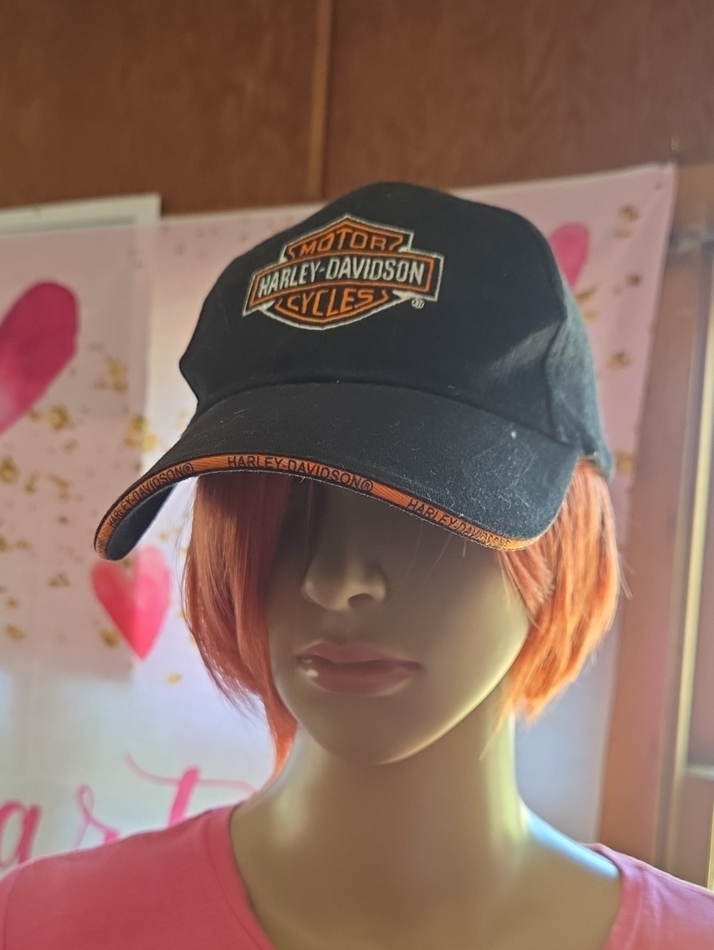 Harley-Davidson Black and Orange Embroidered Shield Cap.Unisex